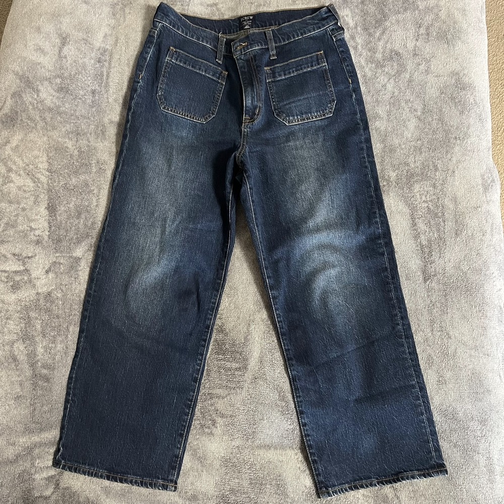 J.Crew Jeans Women's Size 30 Blue Denim High Rise Slim Wide Leg Stretch
